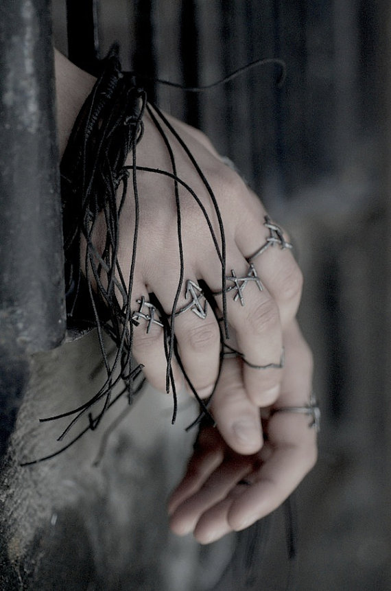 Rune Rings, set of 6, sterling silver twig rings - Joanna Szkiela x Ovate collaboration