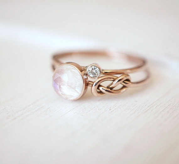 Moonstone Ring, Infinity Knot Ring, Engagement Ring, Blue Moonstone Jewelry, Gift for her, Promise R