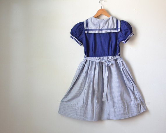 Sailor Dress, 1950s Girls Dress, 50s Girls Dress, Little Girls Dress, Cotton Dress, Vintage Clothing