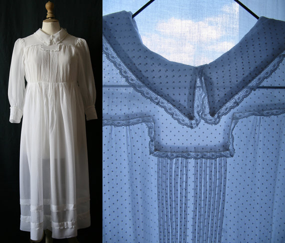 Vintage French white cotton dress for young girl