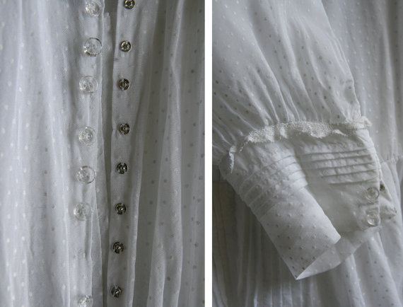 Vintage French white cotton dress for young girl