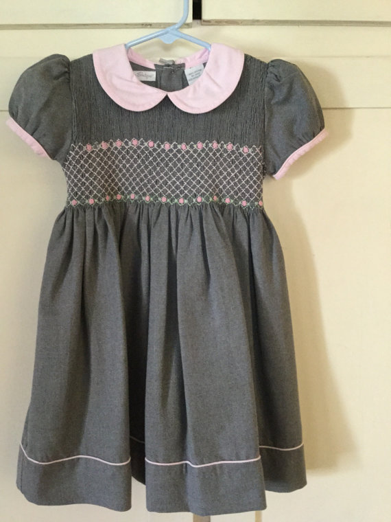 Gray with Pink Trim Dress for Girls
