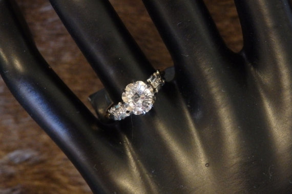 Sale! Beautiful art deco 18k gold and palladium white zircon ring, engagement, with antique box