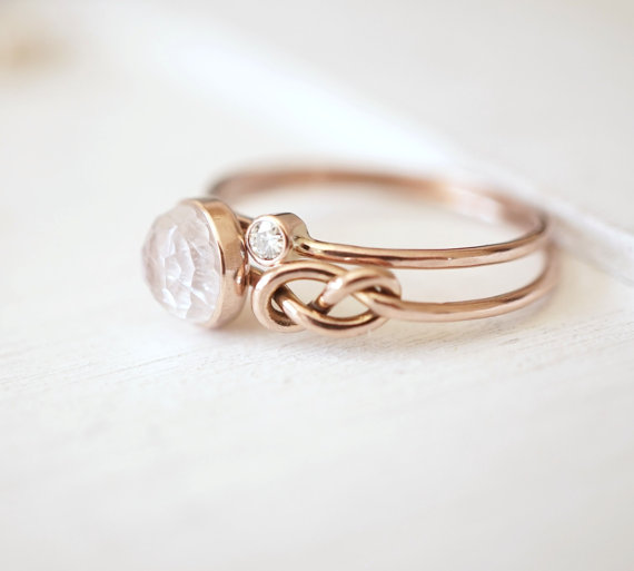Moonstone Ring, Infinity Knot Ring, Engagement Ring, Blue Moonstone Jewelry, Gift for her, Promise R