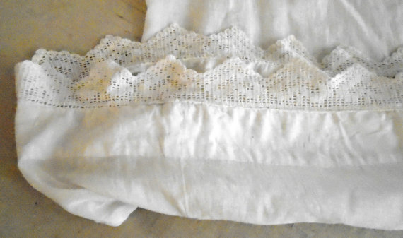 1910's Child's Dress Antique White Cotton Slip Dress with Crochet Trim Edwardian