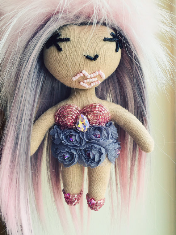 Pink and Grey Doll Bag Charm