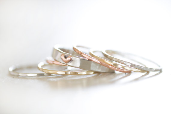 Stacking Rings / Heart Ring / Gold Stack / Stacking Rings Silver / Stacking Rings Silver / Ring Set