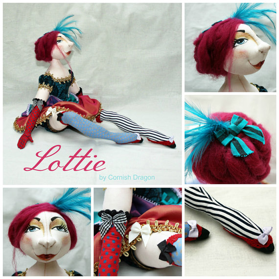 OOAK Cloth Art Doll Lottie