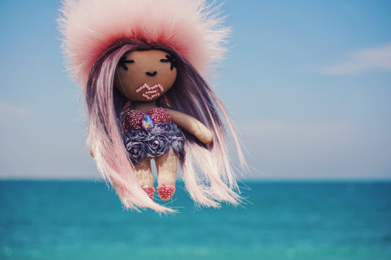 Pink and Grey Doll Bag Charm
