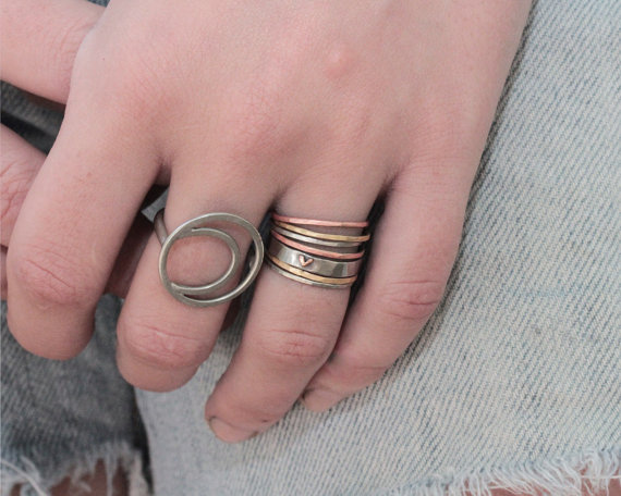 Stacking Rings / Heart Ring / Gold Stack / Stacking Rings Silver / Stacking Rings Silver / Ring Set
