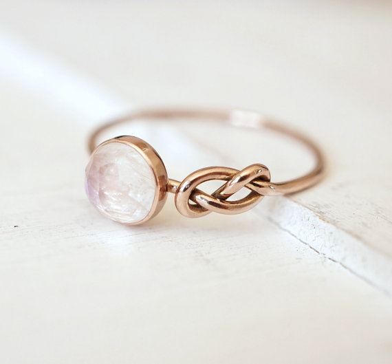 Moonstone Ring, Infinity Knot Ring, Engagement Ring, Blue Moonstone Jewelry, Gift for her, Promise R