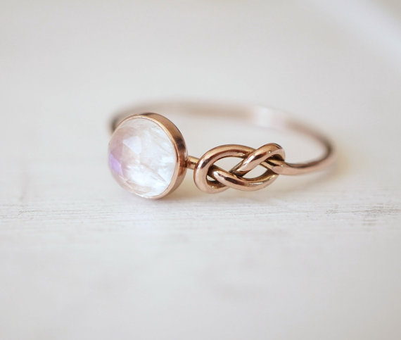 Moonstone Ring, Infinity Knot Ring, Engagement Ring, Blue Moonstone Jewelry, Gift for her, Promise R