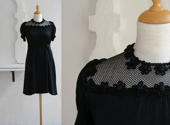 20s dress, art deco dress, black, size S
