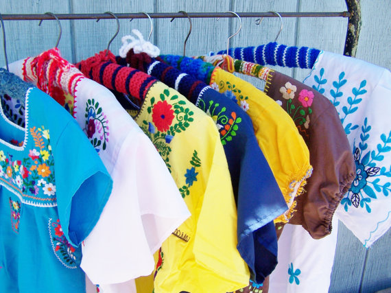 Child Mexican Dress, Girl Mexican dress, Blue Mexican dress, Youth Mexican dress