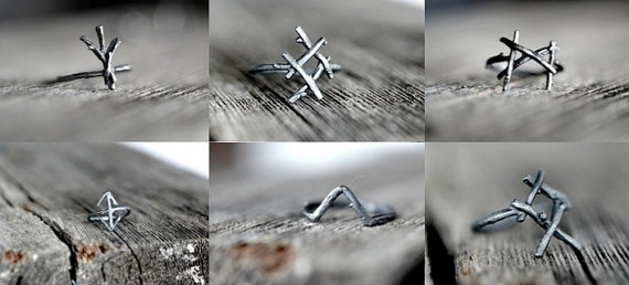 Rune Rings, set of 6, sterling silver twig rings - Joanna Szkiela x Ovate collaboration