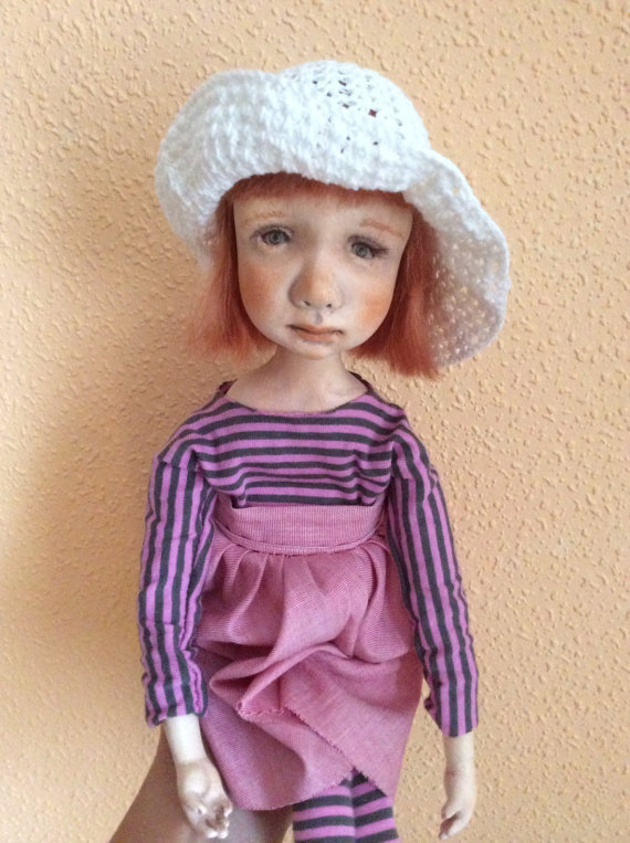 handmade art clay doll, ooak art doll,ooak doll, paper clay doll