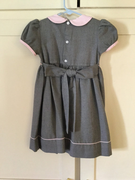 Gray with Pink Trim Dress for Girls
