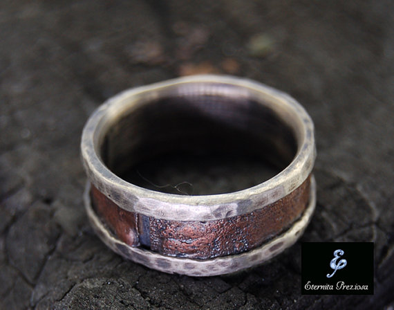 Copper Mens Ring, Mens Engagement Ring, Mens Wedding Band, Men's band Ring, Unique Anniversary Ring
