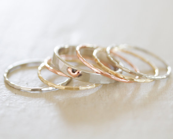 Stacking Rings / Heart Ring / Gold Stack / Stacking Rings Silver / Stacking Rings Silver / Ring Set