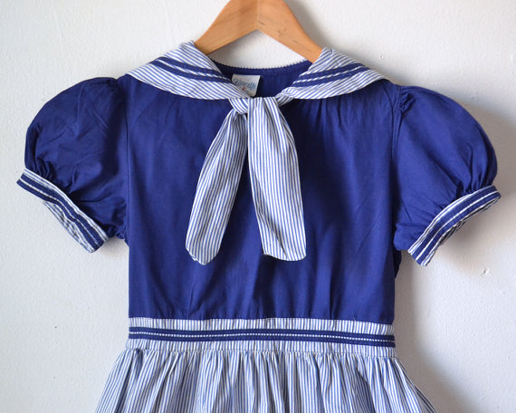 Sailor Dress, 1950s Girls Dress, 50s Girls Dress, Little Girls Dress, Cotton Dress, Vintage Clothing