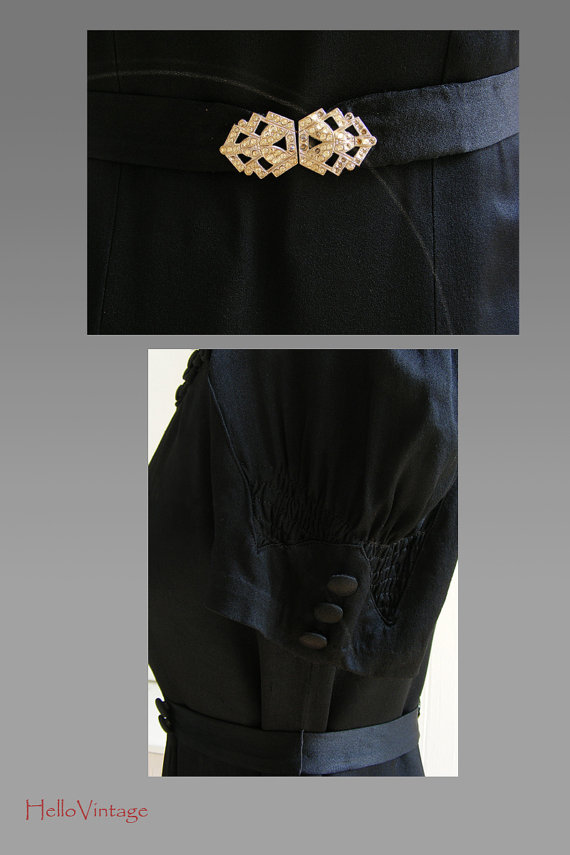 20s dress, art deco dress, black, size S