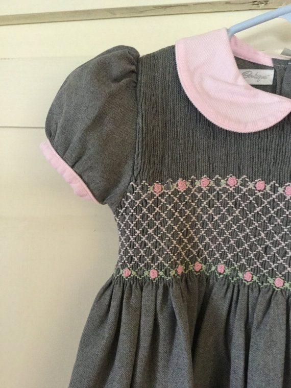 Gray with Pink Trim Dress for Girls