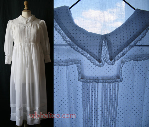 Vintage French white cotton dress for young girl