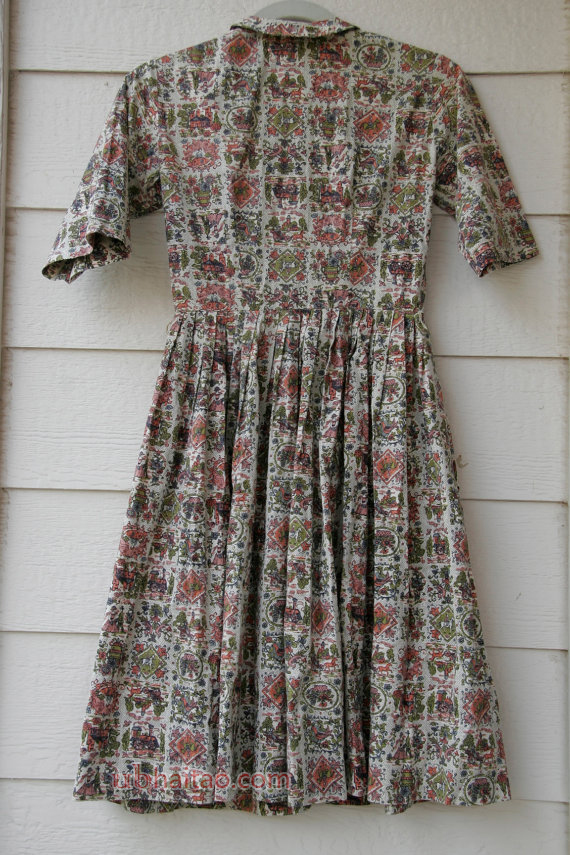 Preston Pre-teen dress girls size 12 vintage cotton day dress shirt dress small