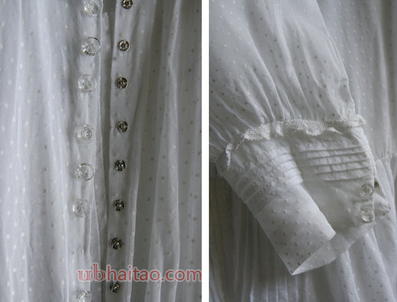 Vintage French white cotton dress for young girl