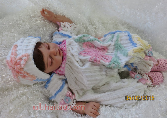 Reborn silicone baby Vintage chenille romper set for 21-23 inch art doll  CLOTHING ONLY!