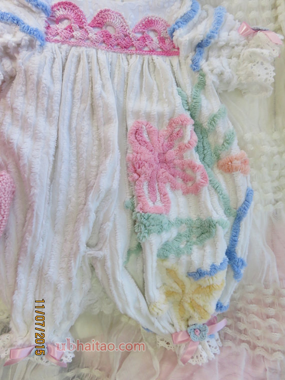 Reborn silicone baby Vintage chenille romper set for 21-23 inch art doll  CLOTHING ONLY!