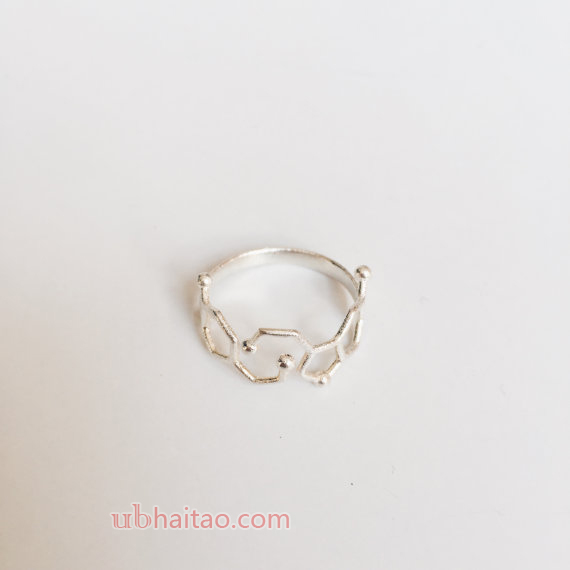 Dopamine Serotonin raw silver ring - science jewelry - wearable science - happy hormones - brain - n