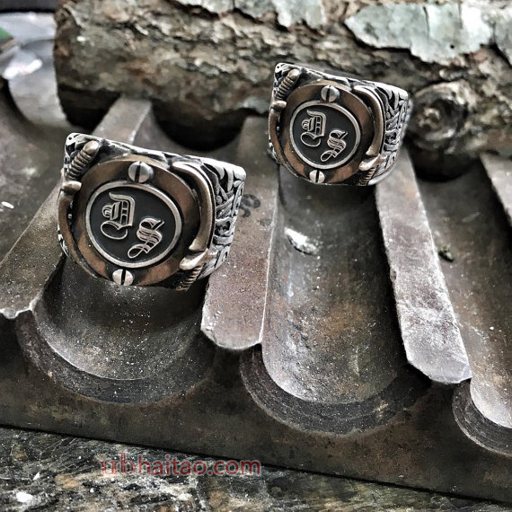 Rings jewelry mens ring custom name monogram initial mens personalized wedding gift knife mens gift