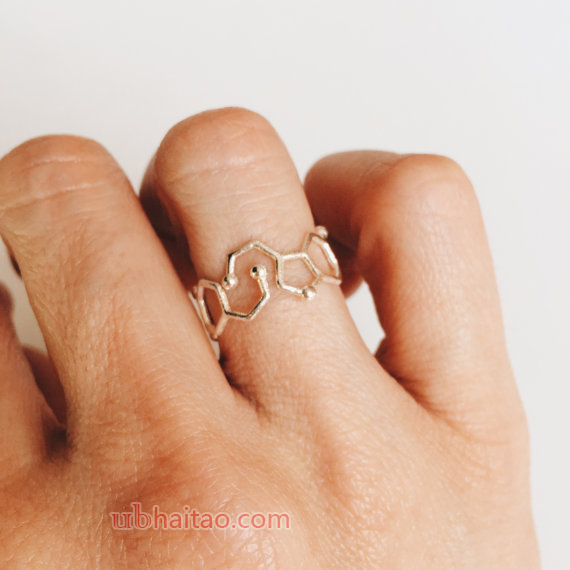 Dopamine Serotonin raw silver ring - science jewelry - wearable science - happy hormones - brain - n