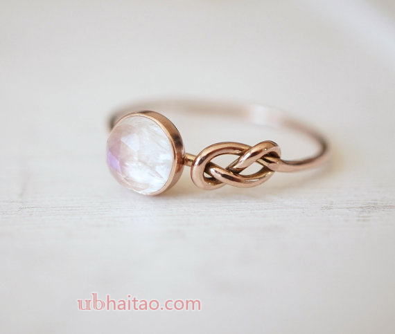 Moonstone Ring, Infinity Knot Ring, Engagement Ring, Blue Moonstone Jewelry, Gift for her, Promise R