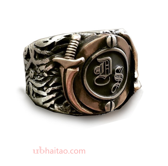 Rings jewelry mens ring custom name monogram initial mens personalized wedding gift knife mens gift